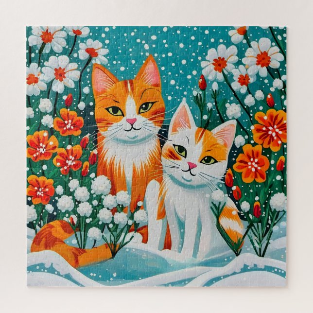 Zwei fröhliche Katzen (Vertikal)