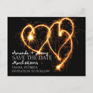 Zwei Funken-Herz Save The Date Ankündigungspostkarte