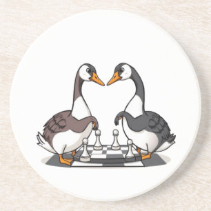 Zwei Gänse spielen Schach Getränkeuntersetzer