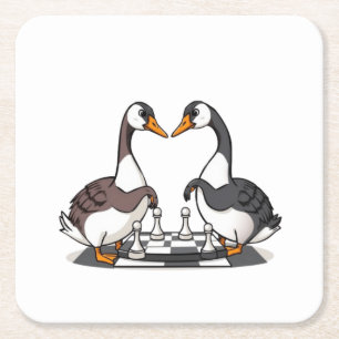Zwei Gänse spielen Schach Rechteckiger Pappuntersetzer