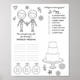 Zwei Gay Wedding Coloring and Activity Page Poster