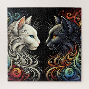 Zwei gegensätzliche Cat Faces mit lebendigen Wirbe