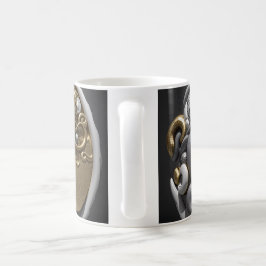 zwei gegensätzliche Kopfelemente von Gehirn und He Kaffeetasse