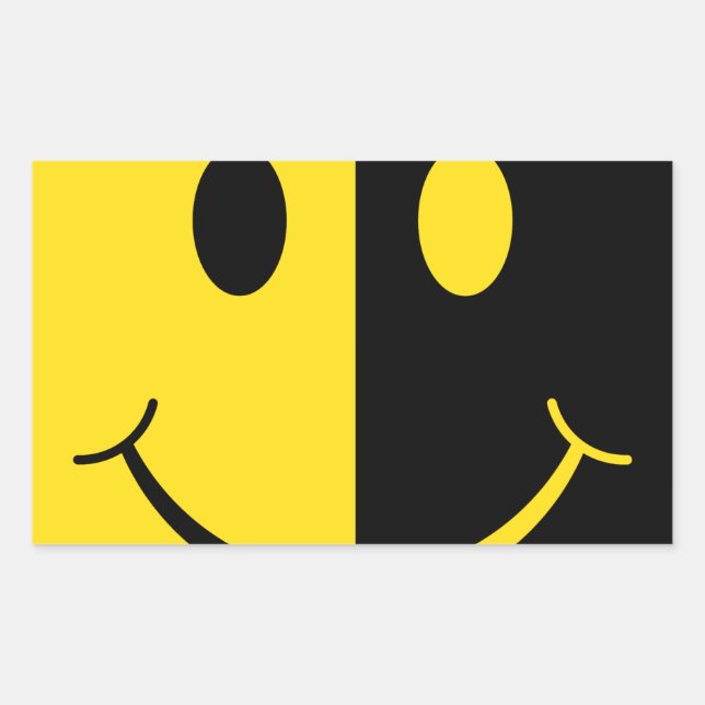 Zwei gegenüberliegende Smiley Rechteckiger Aufkleber (Vorderseite)