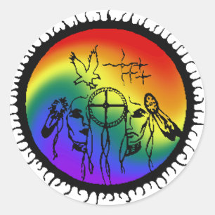 Zwei-Geist Regenbogen-Strudel-Entwurf Runder Aufkleber