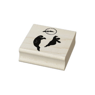 Zwei Geister mit Fledermaus und Mond Silhouette Ku Gummistempel