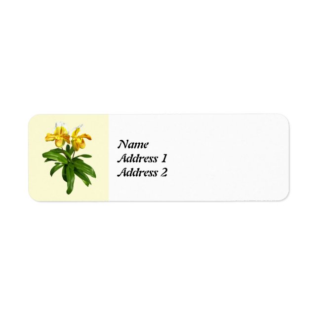 Zwei gelbe Dame Slipper Orchids Save the Date (Vorne)