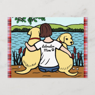 Zwei gelbe Labradoren und Mama Postkarte
