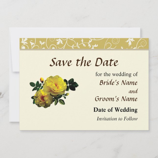 Zwei Gelbe Rosen im Sonnenschein Save the Date (Vorderseite)