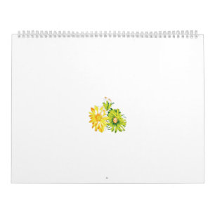 Zwei gelbe und grüne Blume auf weißem Hintergrund Kalender