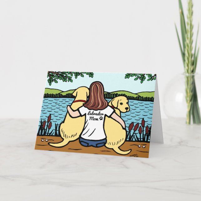 Zwei gelbes Labradors und Mama lang Karte (Vorderseite)