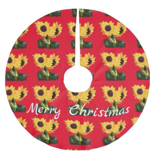 Zwei gepolsterte Sonnenblumenblumen-Pflanze Thunde Polyester Weihnachtsbaumdecke