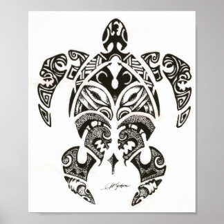 zwei Gesichter (Honu)Schildkröte Poster