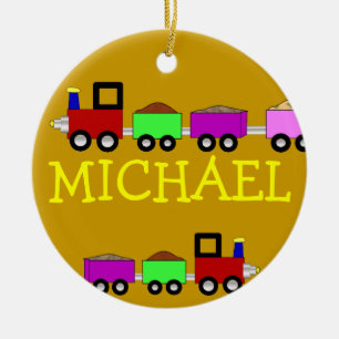 Zwei getonte Choo Choo Zug-personalisierte Keramik Ornament