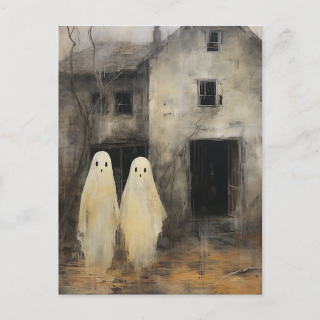 Zwei Ghosts Vintage Malerei Postkarte (Vorderseite)