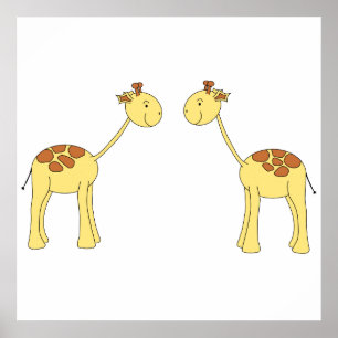 Zwei Giraffen gegenüber. Cartoon Poster