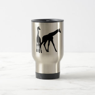 ZWEI GIRAFFEN IN DER SILHOUETTE REISEBECHER