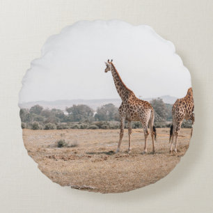 ZWEI GIRAFFEN RUNDES KISSEN