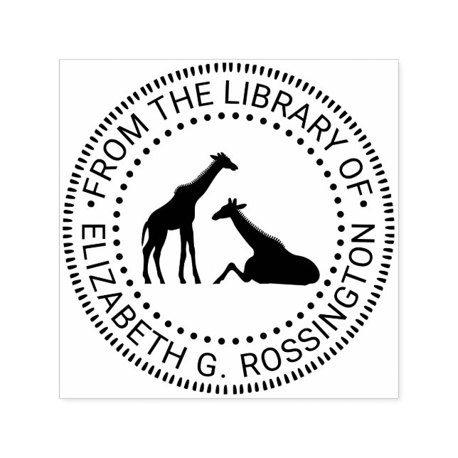 Zwei Giraffen Silhouette #1N Bibliotheksname Permastempel (Design)
