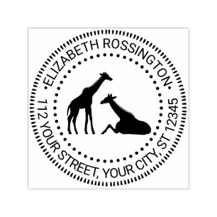 Zwei Giraffen Silhouette #1N Rücksendeadresse Permastempel