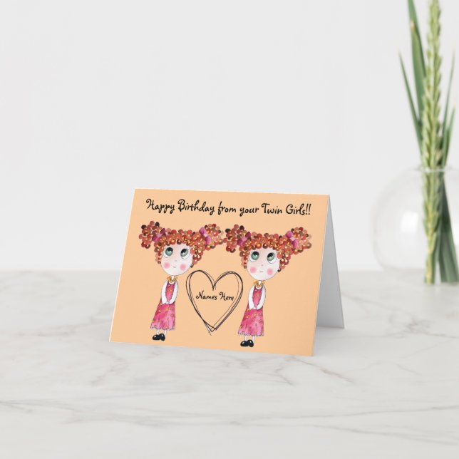 Zwei Girls Happy Birthday Customizable Card Karte (Vorderseite)