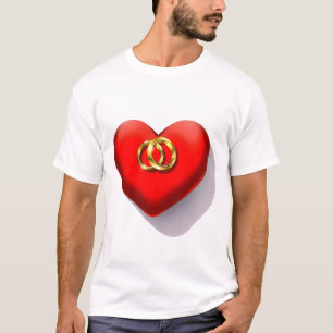 Zwei glänzende goldene Hochzeitsringe verschachtel T-Shirt