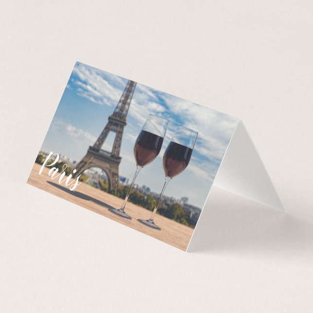Zwei Glas Wein mit Eiffelturm (Vorderseite)