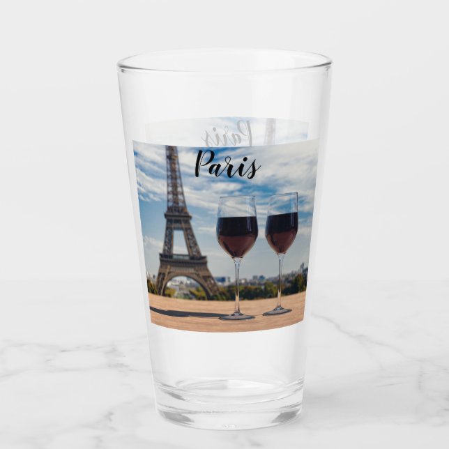 Zwei Glas Wein mit Eiffelturm (Vorderseite)