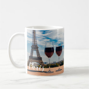 Zwei Glas Wein mit Eiffelturm Kaffeetasse