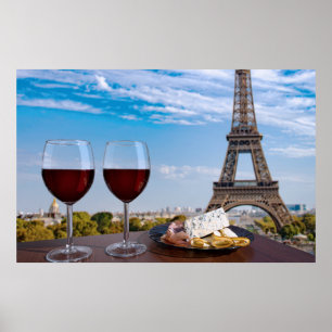 Zwei Gläser Wein im Café in Paris Poster