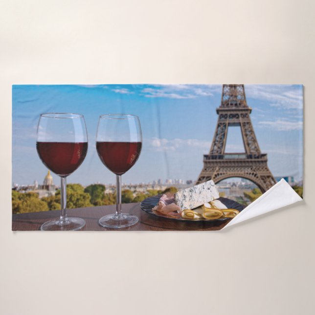 Zwei Gläser Wein im Café von Paris Badehandtuch (Badehandtuch)