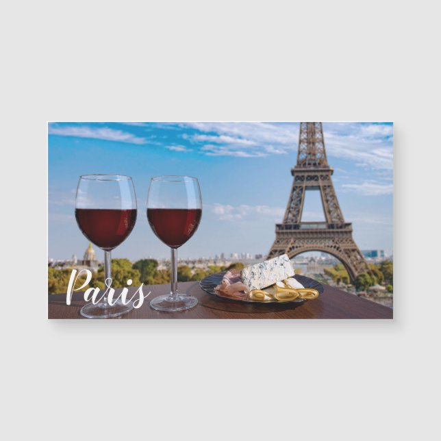Zwei Gläser Wein im Café von Paris Magnetkarte (Vorderseite)
