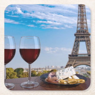 Zwei Gläser Wein im Café von Paris Rechteckiger Pappuntersetzer