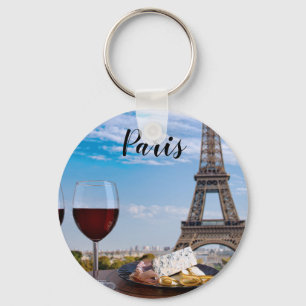 Zwei Gläser Wein im Café von Paris Schlüsselanhänger