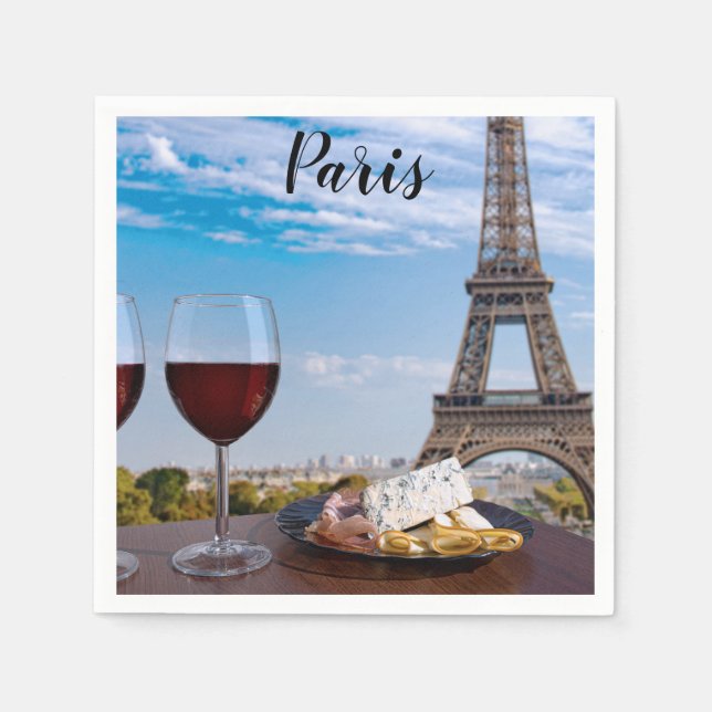 Zwei Gläser Wein im Café von Paris Serviette (Vorderseite)