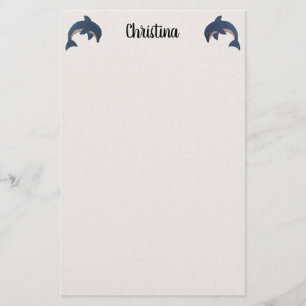 Zwei Glittery Jumping Blue Delphine texturierte Wh Briefpapier