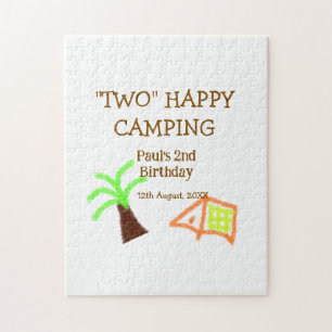 Zwei glückliche Camping-Kinder zum 2. Geburtstag B