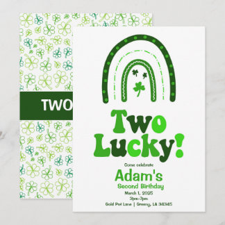 Zwei glückliche Kleeblätter zum Geburtstag Einladung
