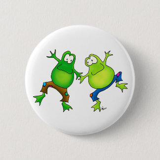 Zwei glückliche springende Frosch-Freunde Button