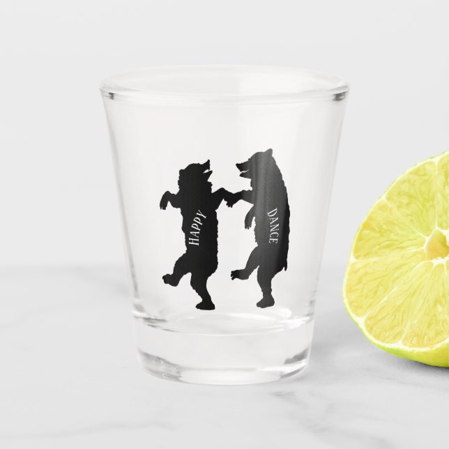 Zwei glückliche Tanzbären tanzen zusammen Schnapsglas (Vorderseite)