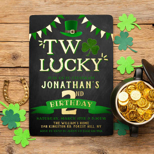 Zwei Glückspilze zum St. Patrick's Day 2. Geburtst Folieneinladung