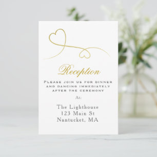 Zwei Gold Hearts   Minimale Hochzeitsempfang Einladung
