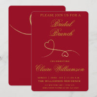 Zwei Gold Hearts | Red Bridal Brunch Einladung
