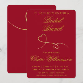Zwei Gold Hearts | Red Bridal Brunch Einladung