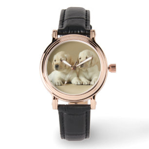 Zwei Golden Labrador Welpen Armbanduhr
