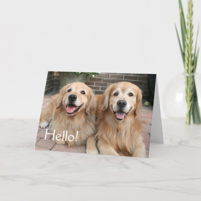Zwei Golden Retriever Hunde außerhalb des Denkens Karte (Vorderseite)
