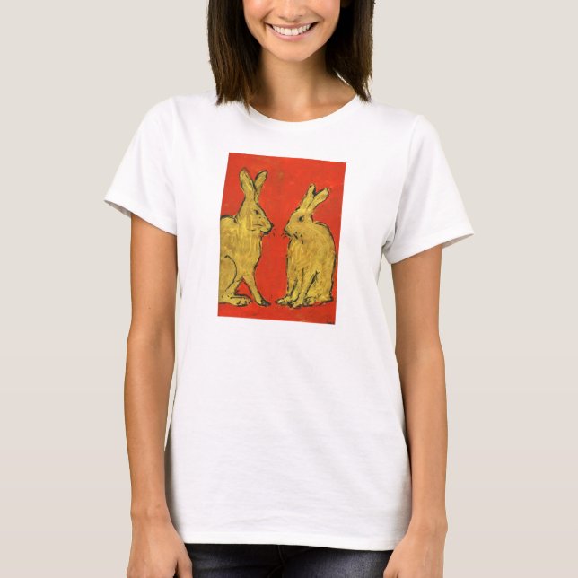 Zwei goldene Hasen T-Shirt (Vorderseite)