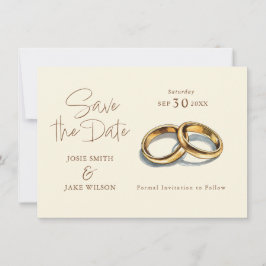 Zwei goldene Hochzeitsringe Save the Date
