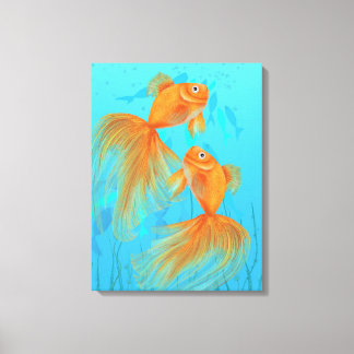 Zwei Goldfisch-Art Feng Shui Liebe Symbole Wandkun Leinwanddruck