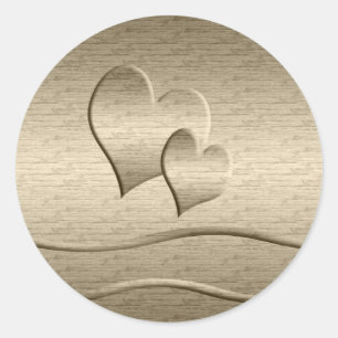 Zwei Goldherzen Runder Aufkleber